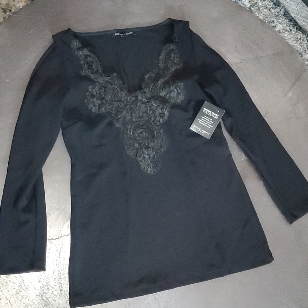 Boston Proper Black Tunic NWT